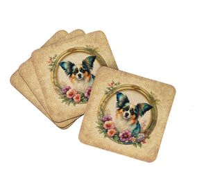 Otterhound and Flowers Foam Coasters