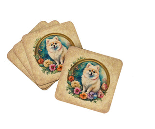 Otterhound and Flowers Foam Coasters