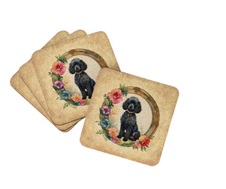 Otterhound and Flowers Foam Coasters