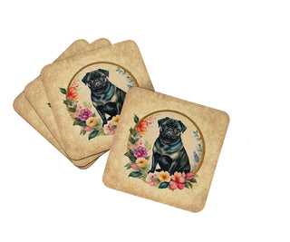Otterhound and Flowers Foam Coasters