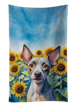 American Hairless Terrier in Sunflowers Foam Coasters