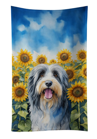 Bearded Collie in Sunflowers Foam Coasters