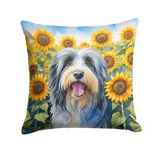 Bearded Collie in Sunflowers Foam Coasters