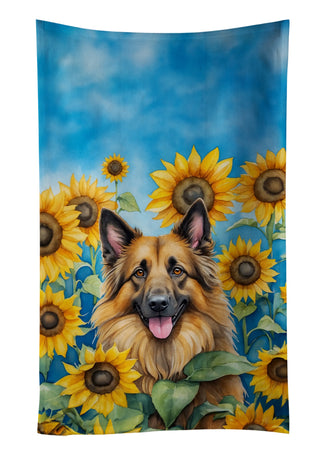 Bearded Collie in Sunflowers Foam Coasters