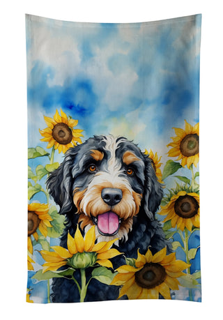 Bearded Collie in Sunflowers Foam Coasters