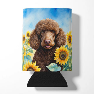 Chocolate Poodle in Sunflowers Foam Coasters