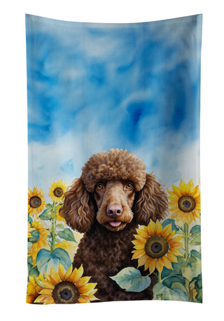 Chocolate Poodle in Sunflowers Foam Coasters