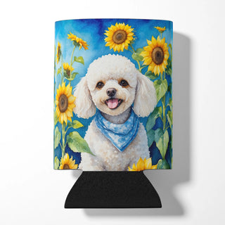Chocolate Poodle in Sunflowers Foam Coasters