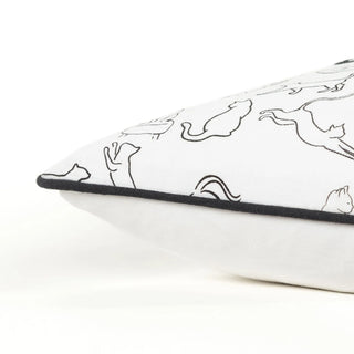 Black and White Cat Postures Throw Pillow