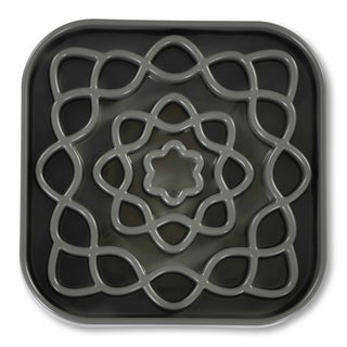 Messy Mutts Messy Cats Interactive Square Slow Feeder Cool Grey 2 Cups 8" x 1"