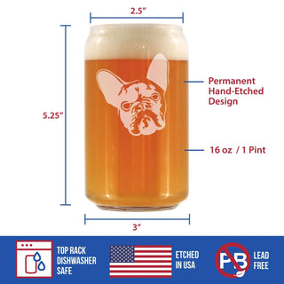 French Bulldog Beer Can Pint Glass - Frenchie Gifts