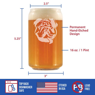 English Bulldog Beer Can Pint Glass - Bulldog Dogs Gifts