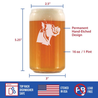 Boxer - Pointed Ears Beer Can Pint Glass - Boxer Dogs Gifts