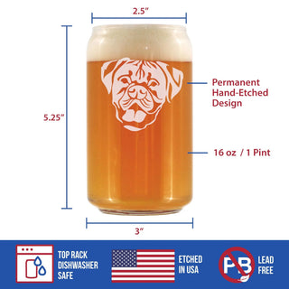 Boxer - Natural Ears Beer Can Pint Glass - Boxer Dogs Gifts