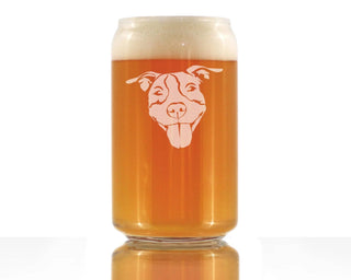 Pitbull Happy Face Beer Can Pint Glass - Pit Bull Dog Gifts
