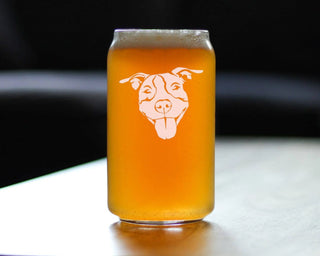 Pitbull Happy Face Beer Can Pint Glass - Pit Bull Dog Gifts