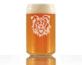 Border Collie Face Beer Can Pint Glass - Dog Gifts
