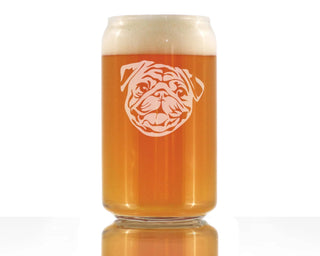 Pug Beer Can Pint Glass - Pug Dog Gifts and Decor
