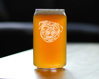 Pug Beer Can Pint Glass - Pug Dog Gifts and Decor