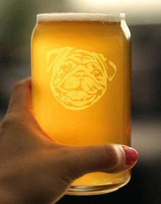 Pug Beer Can Pint Glass - Pug Dog Gifts and Decor