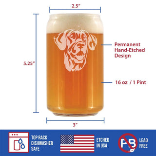 Great Dane Face Beer Can Pint Glass - Great Dane Gifts