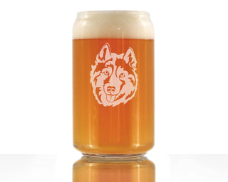Siberian Husky Face Beer Can Pint Glass - Dog Gifts