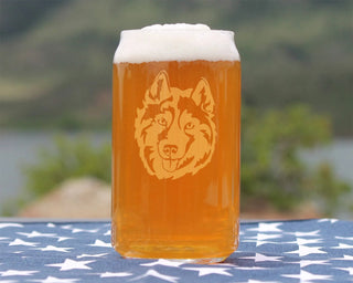 Siberian Husky Face Beer Can Pint Glass - Dog Gifts