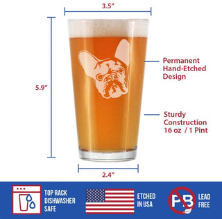 French Bulldog Pint Glass for Beer - Frenchie Gifts