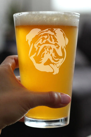 English Bulldog Pint Glass for Beer - Bulldog Dogs Gifts