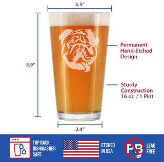 English Bulldog Pint Glass for Beer - Bulldog Dogs Gifts