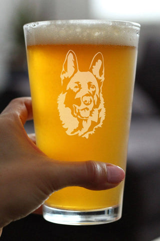 German Shepherd Pint Glass for Beer - Dog Gifts