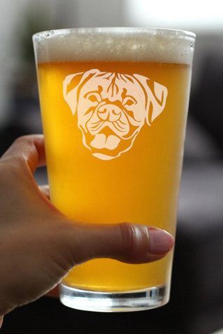 Boxer - Natural Ears Pint Glass for Beer - Boxer Dogs Gifts