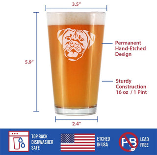 Boxer - Natural Ears Pint Glass for Beer - Boxer Dogs Gifts