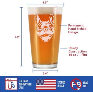 Happy Frenchie Pint Glass for Beer - French Bulldog Gifts