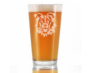 Border Collie Face Pint Glass for Beer - Dog Gifts