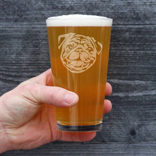 Pug Pint Glass for Beer - Pug Dog Gifts and Decor