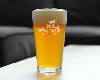 Better with Cats Pint Glass for Beer - Cat Gifts and Decor