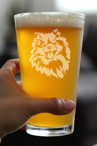 Pomeranian Face Pint Glass for Beer - Pomeranian Gifts