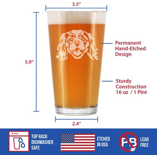 Cavalier King Charles Spaniel Pint Glass for Beer Dog Gifts