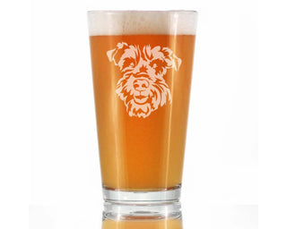 Schnauzer Face Pint Glass for Beer - Schnauzer Dog Gifts