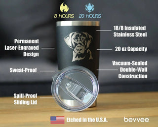 Labrador Face Insulated Travel Tumbler - Black Lab Dog Gifts