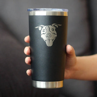 Pitbull Happy Insulated Travel Tumbler - Pit Bull Dog Gifts