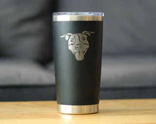 Pitbull Happy Insulated Travel Tumbler - Pit Bull Dog Gifts
