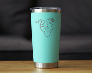 Pitbull Happy Insulated Travel Tumbler - Pit Bull Dog Gifts