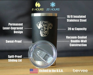 Great Dane Face Insulated Travel Tumbler - Great Dane Gifts