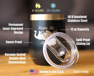 Purr Me A Glass Insulated Wine Tumbler - Cat Gifts and Decor