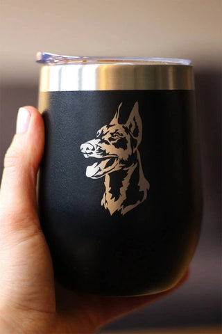 Doberman Face Insulated Wine Tumbler - Doberman Dogs Gifts