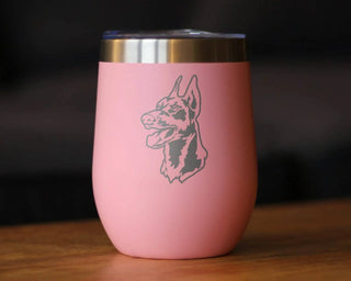 Doberman Face Insulated Wine Tumbler - Doberman Dogs Gifts