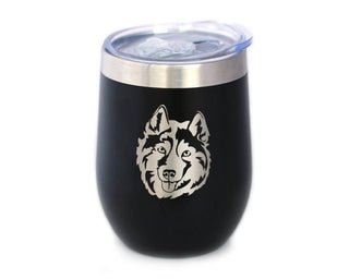 Siberian Husky Face Insulated Wine Tumbler - Husky Dog Gifts