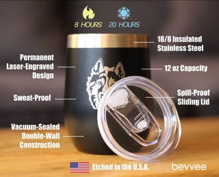 Siberian Husky Face Insulated Wine Tumbler - Husky Dog Gifts